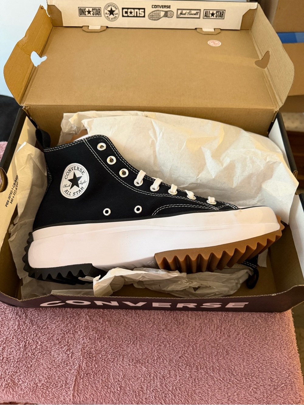 Converse Run Star Hike High Top Sneakers Black White Gum